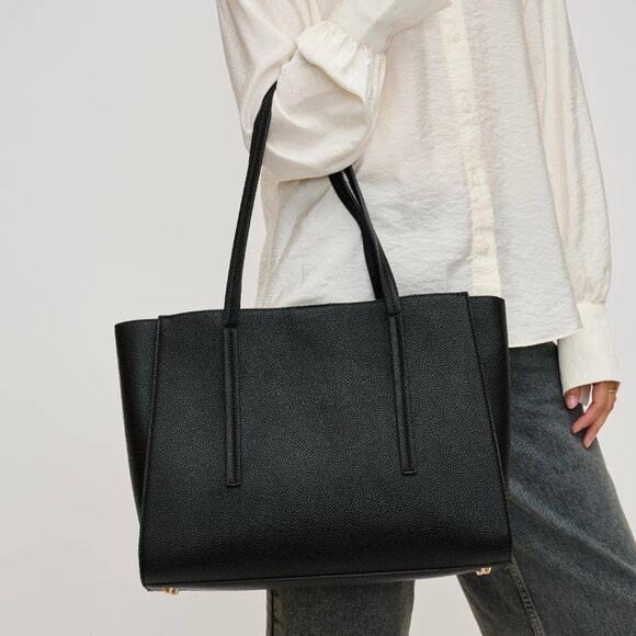 Gabby Multi Compartment Tote Black Vegan Leather - Picture 8 of 8